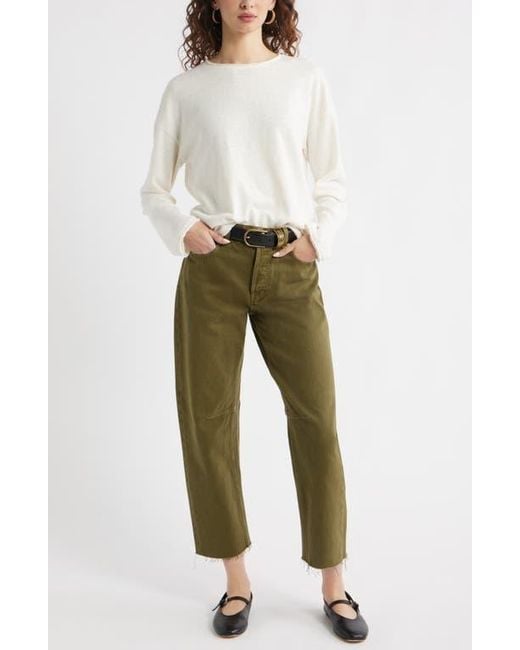 Treasure & Bond Multicolor Roll Crewneck Boxy Long Sleeve Cotton Blend Top