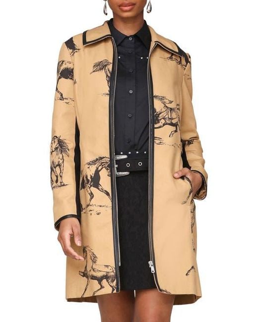Avec Les Filles Natural Western Print Zip Front Jacket