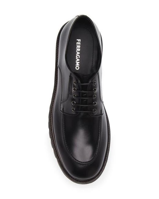 Ferragamo Black Alf Apron Toe Oxford for men