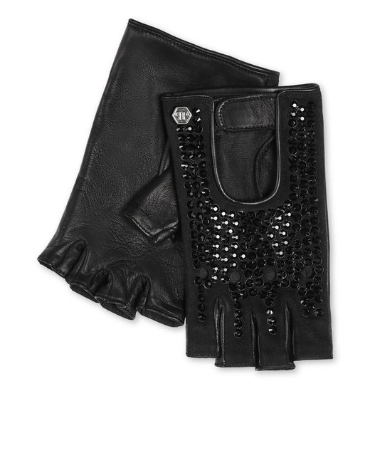Philipp Plein Black Gloves