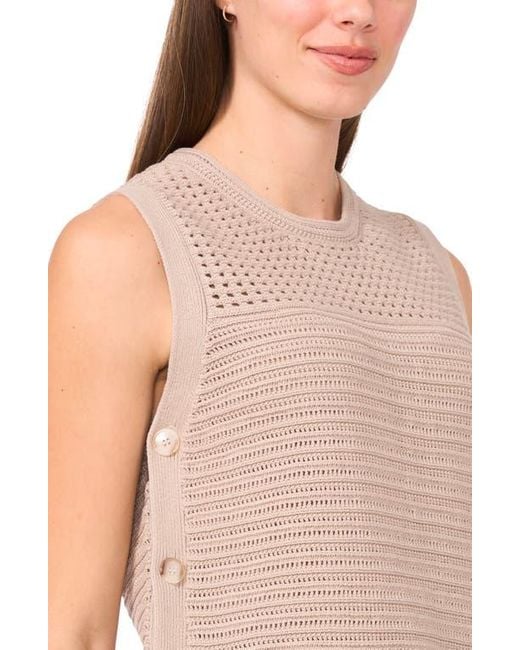 Halogen® Blue Open Stitch Sleeveless Cotton Side Button Sweater