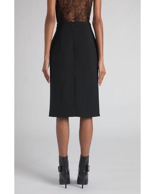 Alexander McQueen Black Dart Wool Stretch Gabardine Midi Skirt