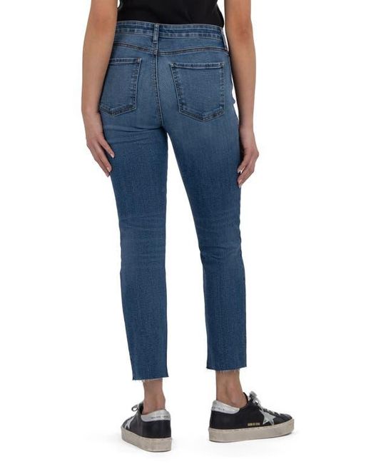 Kut From The Kloth Blue Reese High Waist Raw Hem Ankle Straight Leg Jeans