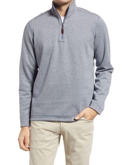 Johnston & Murphy Blue Reversible Quarter Zip Pullover for men
