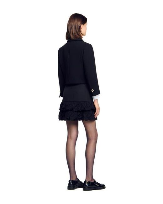 Sandro Blue Mini Ruched Ruffle Skirt