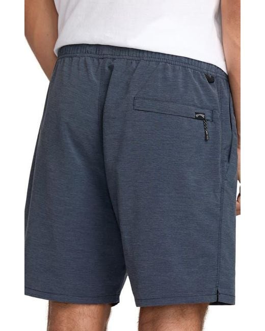 Billabong Blue Surftrek Transit Elastic Waist Hybrid Shorts for men