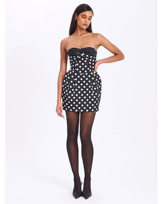 Miss Circle Blue Tahira Polka Strapless Mini Dress With Bow