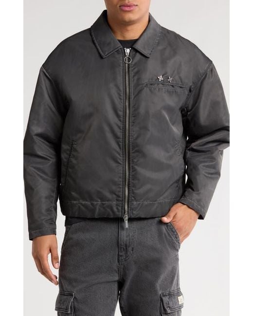 PacSun Black Washed Nylon Zip Jacket for men