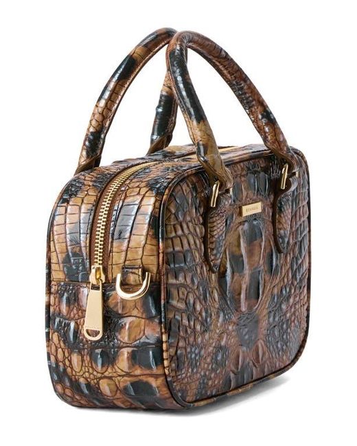 Brahmin Brown Mara Croc Embossed Leather Top Handle Bag