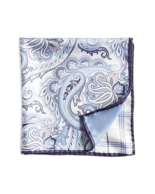 Nordstrom Blue Four Panel Silk Pocket Square for men