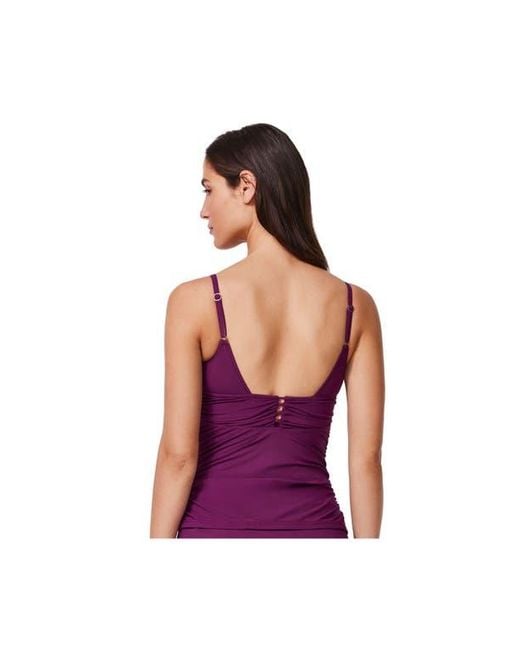 Gottex Purple Tutti Frutti Fashion V-Neck Beaded Tankini Top