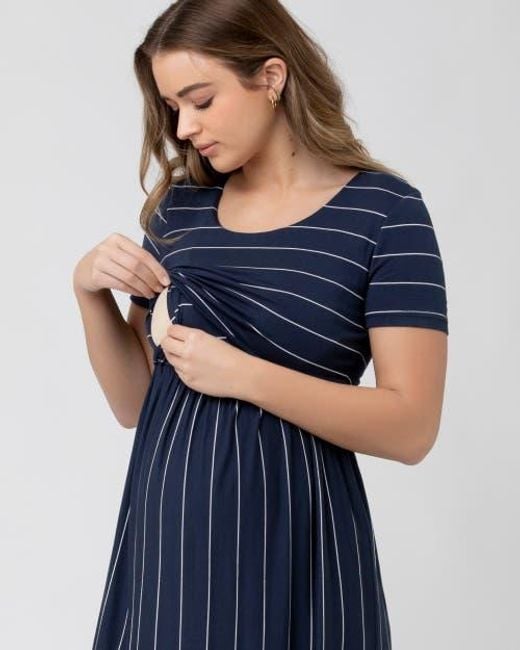 Ripe Maternity Blue Crop Top Nursing Dress