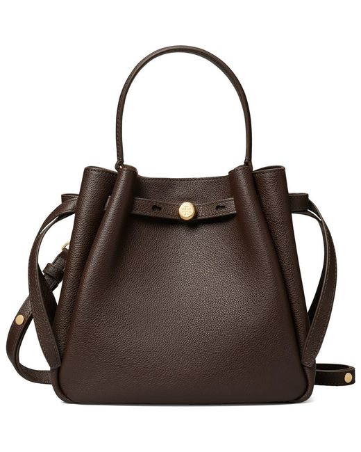 Tory Burch Black Romy Pebble Leather Bucket Bag