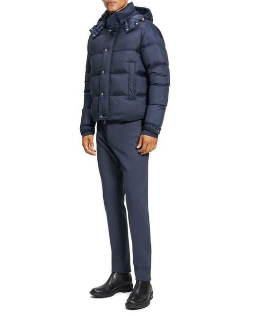 Theory Blue Marquez Puffer Jacket With Removable Hood for men