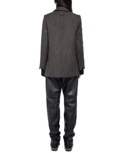 Zadig & Voltaire Black Miew Chevron Double Breasted Wool Blend Blazer