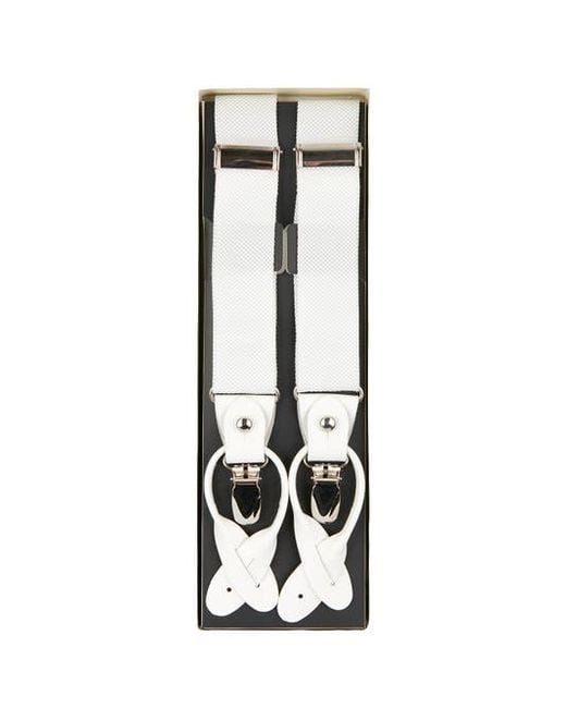 Brooklyn Brigade White Solid Web Adjustable Suspenders for men