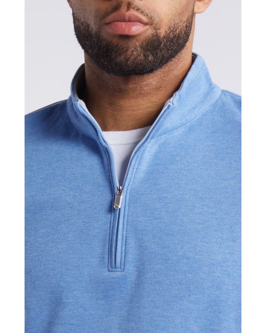 Peter Millar Blue Crown Comfort Piqué Quarter Zip Pullover for men