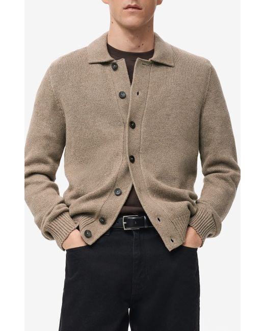 Mango Brown Wool Blend Cardigan for men