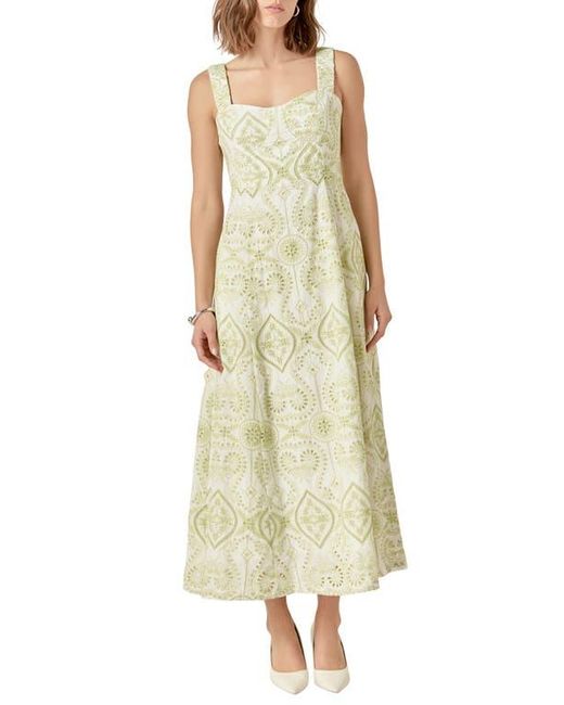 endless rose sleeveless floral embroidered lace a-line midi dress Endless Rose Sleeveless Floral Embroidered Midi Dress