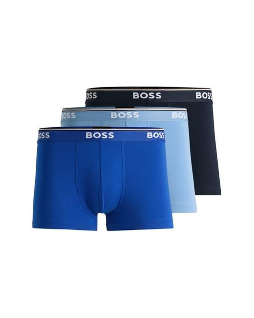 Boss Blue Assorted 3-Pack Power Stretch Cotton Trunks for men