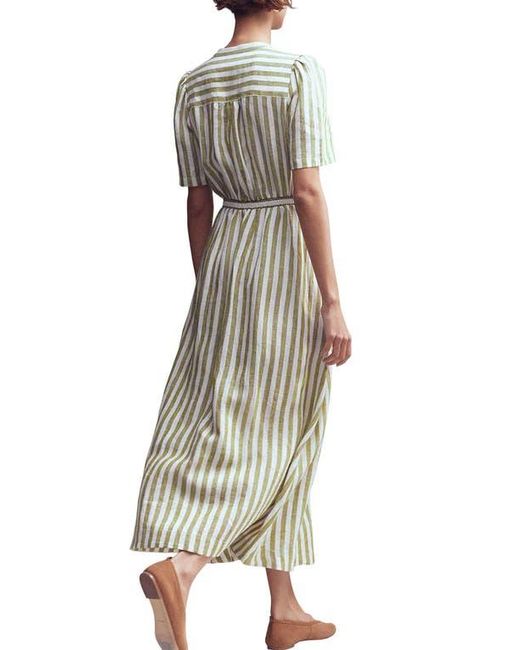 chinese dress ladies Irene Linen Midi Dress-Navy