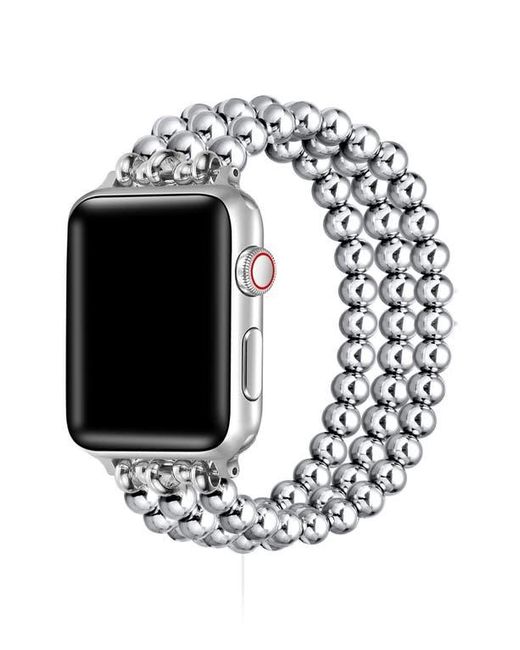 The Posh Tech White Nova Stainless Steel Beaded Band For Apple Watch