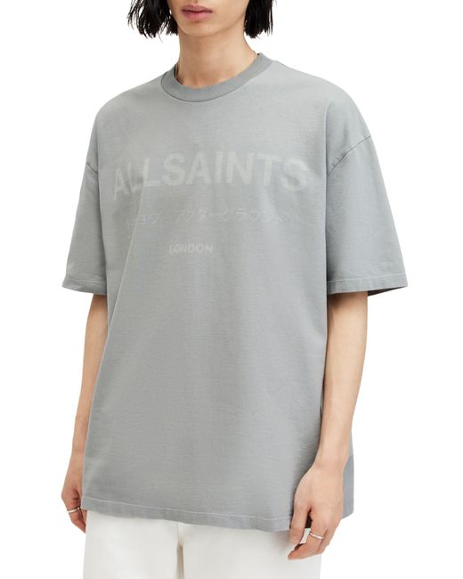 AllSaints Gray Laser Logo Graphic T-shirt for men