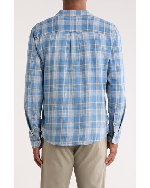 Marine Layer Blue Classic Plaid Stretch Cotton Button-Up Shirt for men
