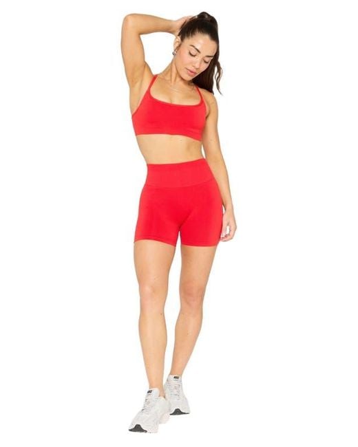 Fabletics Red Seamless Scrunch 4' Short