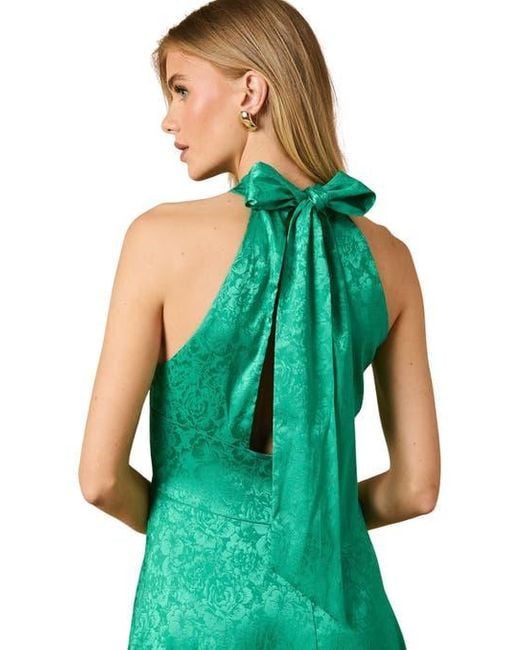 Oasis Green Bias Halterneck Midi Dress