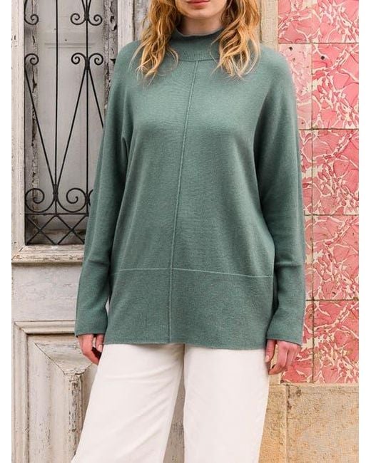 Celtic & Co. Green Drape Funnel Neck Sweater