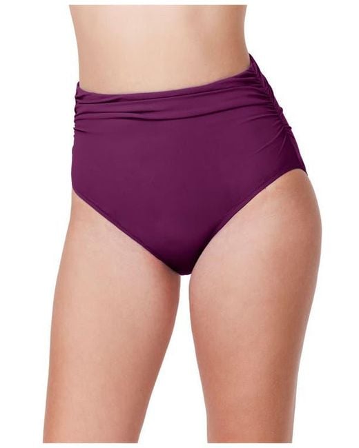 Gottex Purple Tutti Frutti Shirred High Waist Swim Bottom