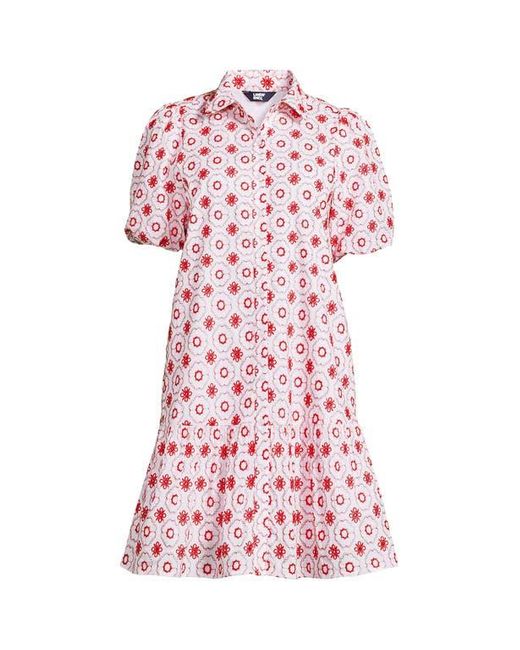 Lands' End Elbow Sleeve Eyelet Knee Length Shirt Dress in Red | Lyst Lands' End Elbow Sleeve Eyelet Knee Length Shirt Dress in Red | Lyst