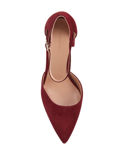 Nordstrom Red Paola Ankle Strap Pointed Toe Pump