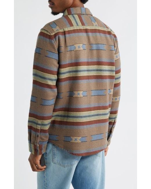 RVCA Brown Dayshift Blanket Stripe Flannel Button-Up Shirt for men
