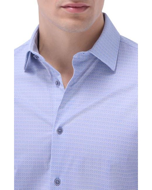 Bugatchi Blue James Ooohcotton Geo Print Button-Up Shirt for men