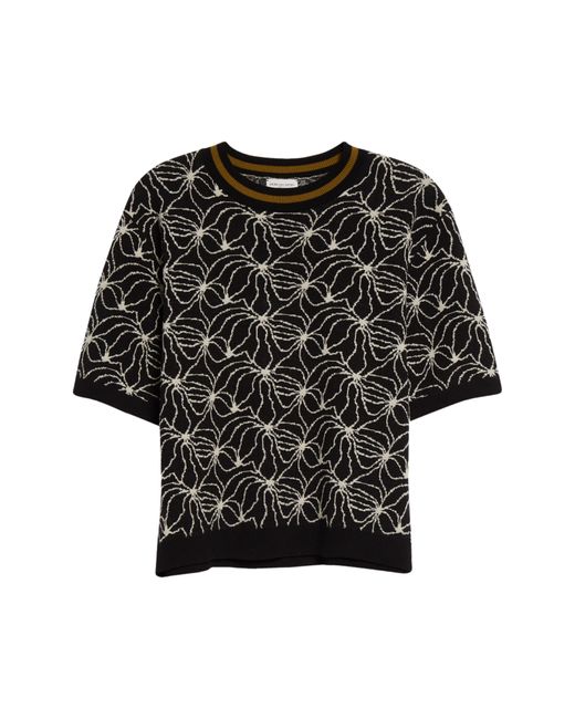 Dries Van Noten Black Timar Abstract Short Sleeve Sweater