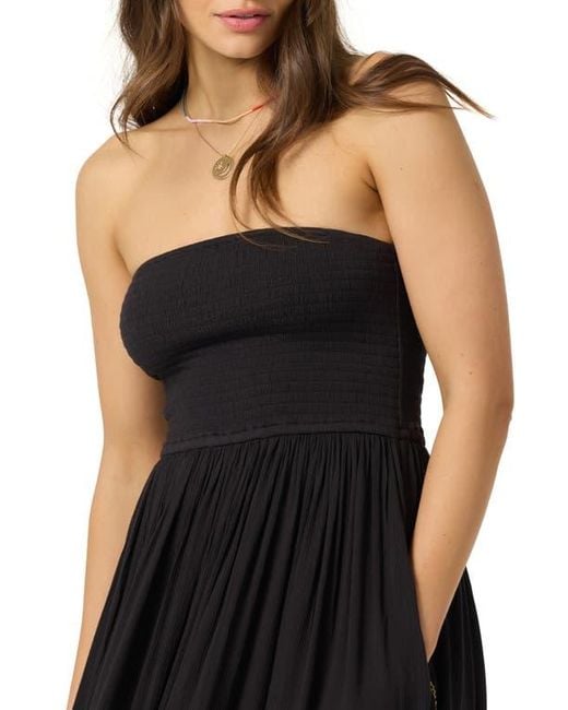 knee length dresses for ladies O'Neill Devyn Womens Smocked Viscose Midi Dress