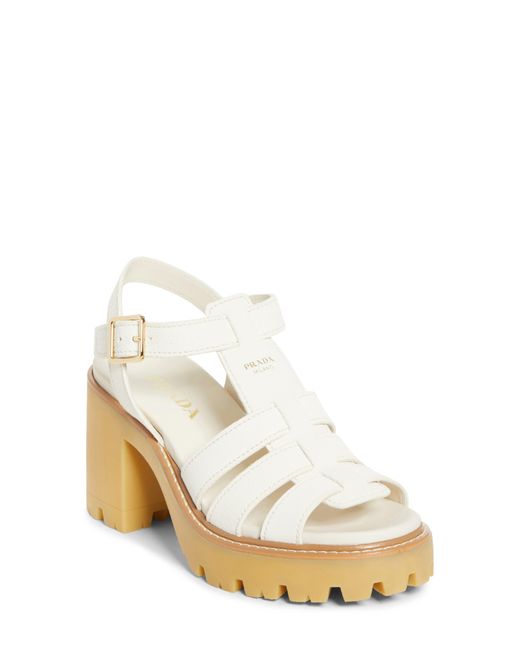 Prada White Stride Platform Sandal