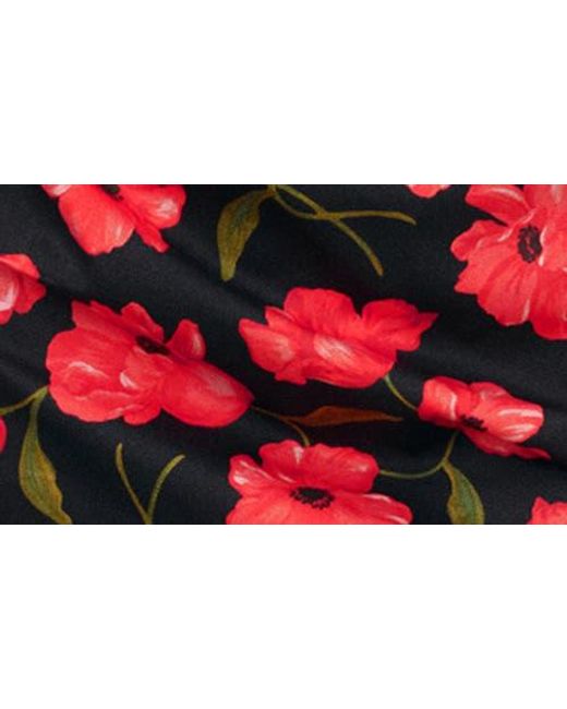 Mango Red Strapless Floral Minidress