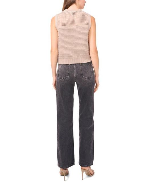 Halogen® Blue Open Stitch Sleeveless Cotton Side Button Sweater