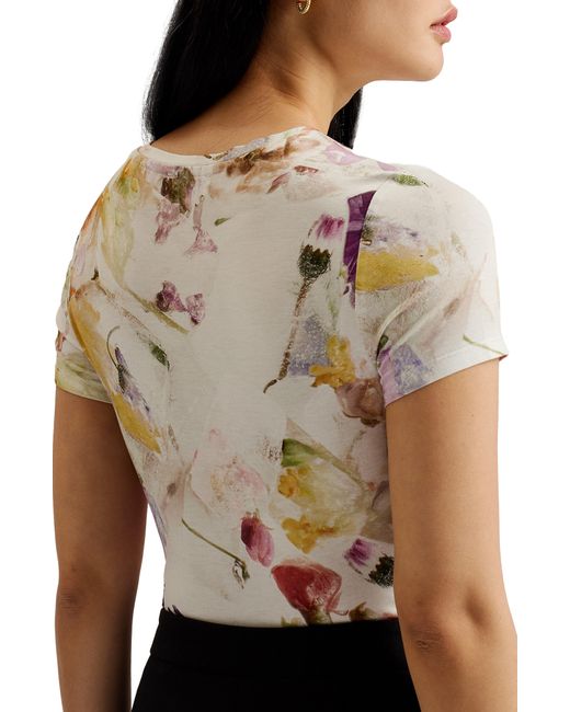 Ted Baker Black Libbyly Floral Print Fitted T-shirt