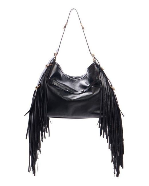 Givenchy Black Medium Voyou Fringe Leather Hobo Bag