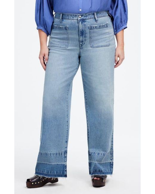 Madewell Blue The Emmett Release Hem Patch Pocket Wide Leg Jeans
