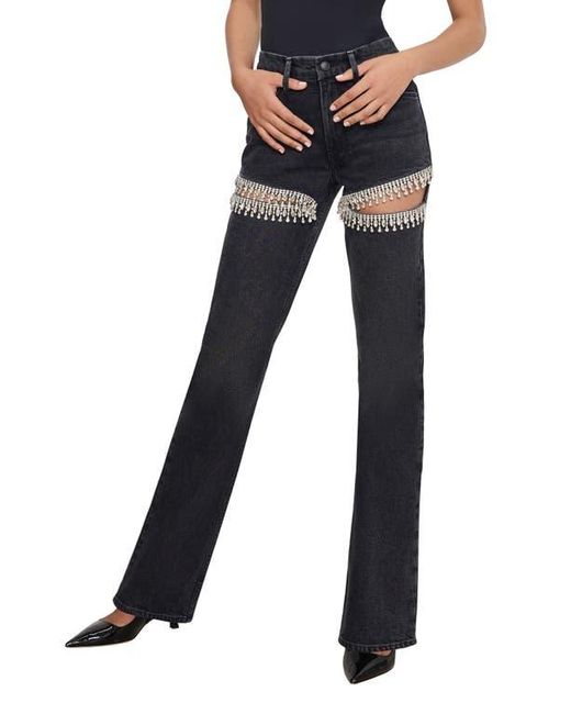 【美品】Ameri CUT OUT STRAIGHT PANTS GOOD AMERICAN Good Icon Crystal Embellished Cutout Straight