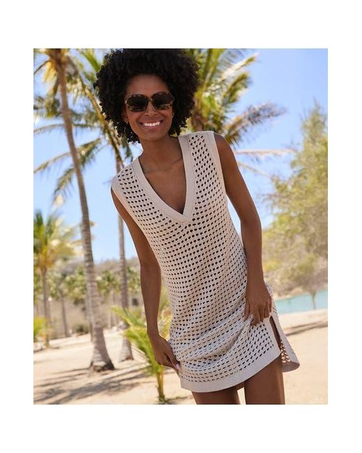 lands end knit tee dress Women's Cotton Blend Cable Crew Neck Sweater Dress