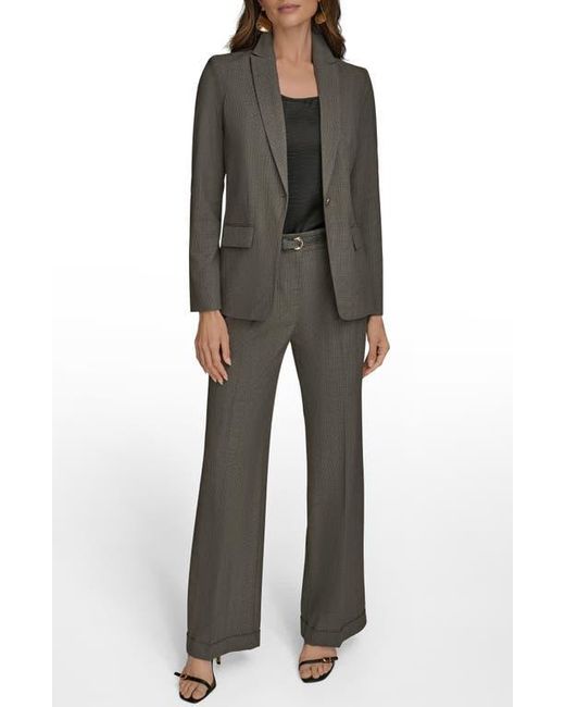 Donna Karan Black Plaid One-Button Blazer
