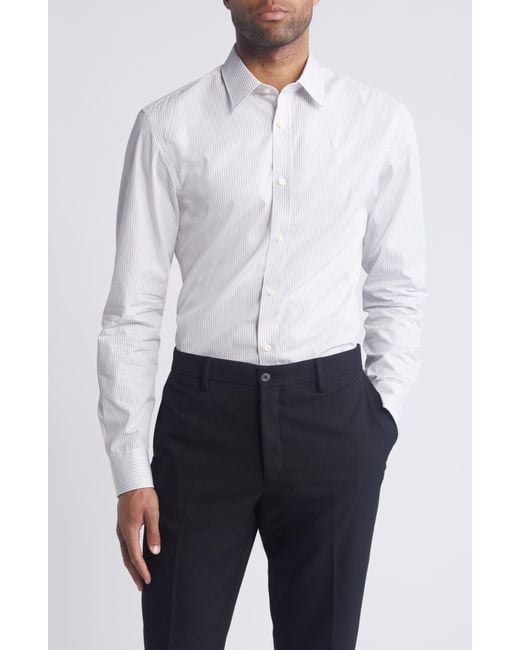 Tiger Of Sweden White Adley Slim Fit Pinstripe Cotton Dress Shirt for men