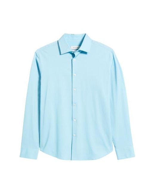Bugatchi Blue Jimmy Ooohcotton Herringbone Button-Up Shirt for men