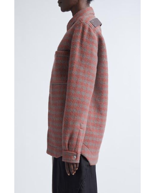 Rick Owens Brown Check Virgin Wool Overshirt